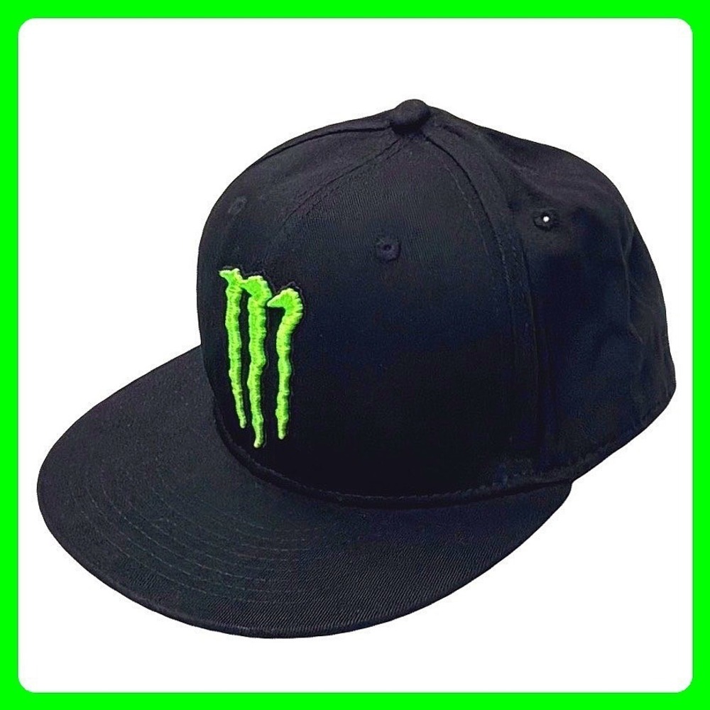 Monster Energy Drink Snapback Hat Cap Men Black Green Embroidered Logo Motocross